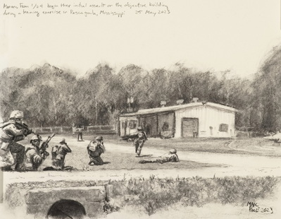 Marines from 1/24 begin their initial assault on the objective building