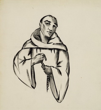 Drawing, Untitled (Man in a long robe, holding rope)
