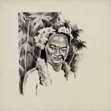 Drawing, Untitled (Woman with flowers in her hair wearing lei)