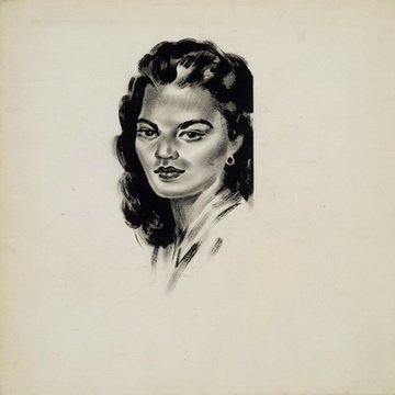 Drawing, Untitled (Portrait of a Woman with curly hair)