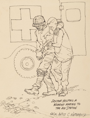 Doc Helping a Wounded Marine