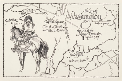 Drawing, Map-Placing the Marine Barracks