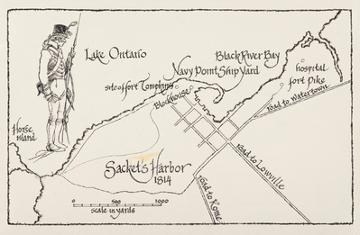 Drawing, Map-Shipbuilding at Sackets Harbor