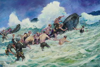 Carlson's Raiders Leaving Makin Island, WWII