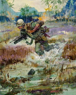 Single Marine Splashing in the Water
