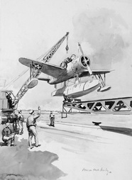 Plane Preparing for Flight From Catapult