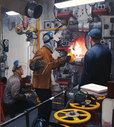 Lighting the Boiler on USS Battan