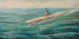 USS TICONDEROGA AIRCRAFT CARRIER WITH HELICOPTER