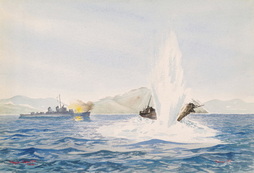 DESTROYER WARNS SAMPAN AT WONSAN