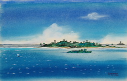 Boggerlap Island, Kwajalein, With USS Colorado