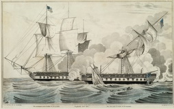 USF Constitution and HMS Java in Battle