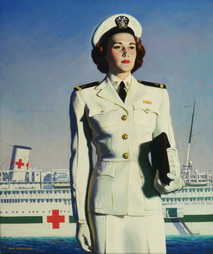 WAVE Officer with Hospital Ship