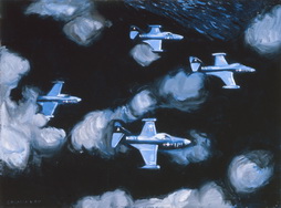 Four Navy Jets Flying in Formation