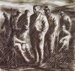 German Prisoners Behind Barbed Wire