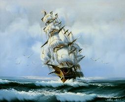Bow View, Three Masted Frigate