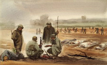 Burial Ground Guards Around a Fire