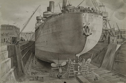 Stern of a Dutch Ship in Drydock