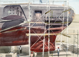 USS Greenfish (SS-351) in Drydock - Bow