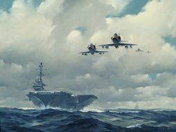 A-4 Skyhawks Fly By Aircraft Carrier