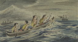 Natives in a Boat in the Straits of Megellan