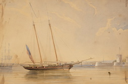 SCHOONER PETREL AT SYDNEY COVE, 1843