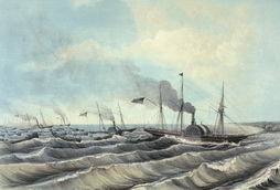 US Steamers Scorpin, Vixen, Scourage w/ 40 Barges