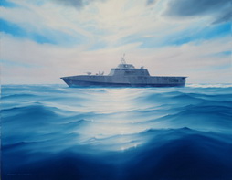 USS Cornado Rides A Sparkling Sea