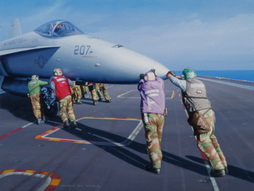 Crew on Flight Deck Maneuvering Airplane