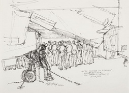 0740 MUSTER ON STATION, HANGAR BAY - USS HORNET