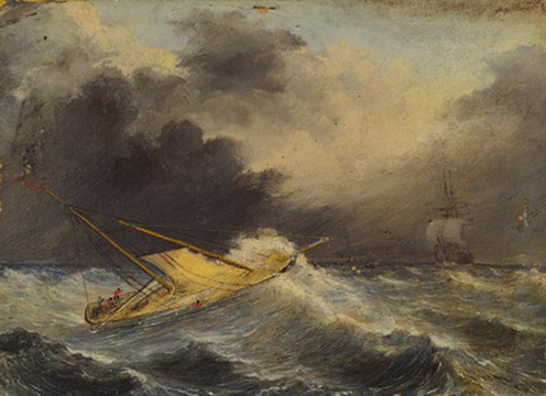 Schooner Porpoise and Flying Fish in Heavy Seas