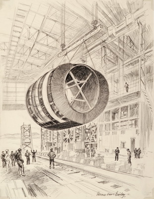 Section of Submarine in Readiness to Place into Position on Shipways