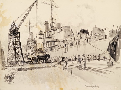 USS Atlanta Amidships Workers Rushing