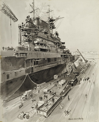 Aircraft Carrier Hornet at Pier