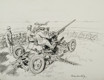 Anti-Aircraft Gun of a Coast Artillery Battery