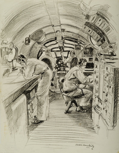 Flight Deck of a Martin Bomber - Pilot, Navigator and Radio Operator