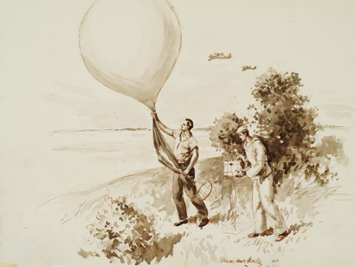 Two Members of the Aerology Department Prepare to Send A Balloon