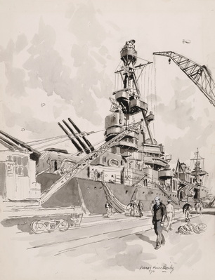 USS LOUISVILLE ARMED SHIPS SHORTLY BEFORE SAILING