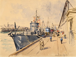 SAN PEDRO, SECTION BASE MINESWEEPERS AND PATROL VESSELS AT PIER
