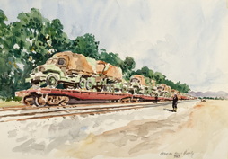 TRUCKS READY FOR SHIPMENT TO A NAVAL BASE