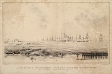 Landing of the US Army Under General Scott, on the beach near Vera Cruz March 9th 1847