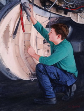 Green Shirt Cleaning Underside Bay of an F-15