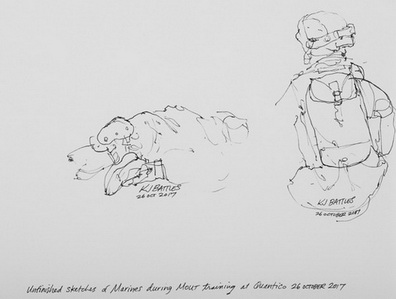 Unfinished Sketches of Marines During Mout Training at Quantico