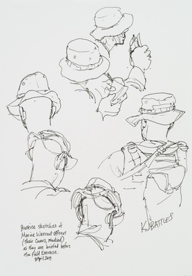 Practice Sketches of Marine Warrant Officer, Thiers Covers, Studied as They Are Briefed