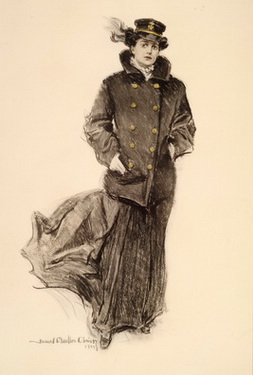 Woman in Captain's Cap and Pea Coat