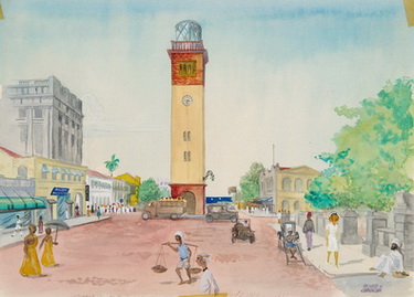 Queen Street, the Clock Tower, Colombo, Ceylon