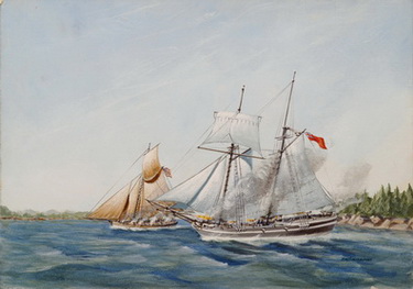 Continental Navy Sloop Battling British Schooner