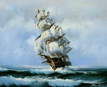 Bow View, Three Masted Frigate