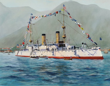 USS Olympia (C-6) In Hong Kong, Febuary 22, 1898