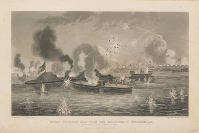 Naval Combat Between the Monitor and Merrimac Hampton Roads, March 9th 1862