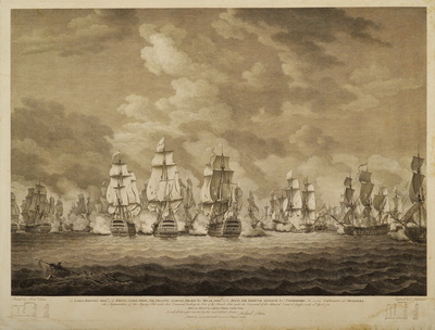 His Majesty's fleet breaking the line of the French fleet, 12 April 1782